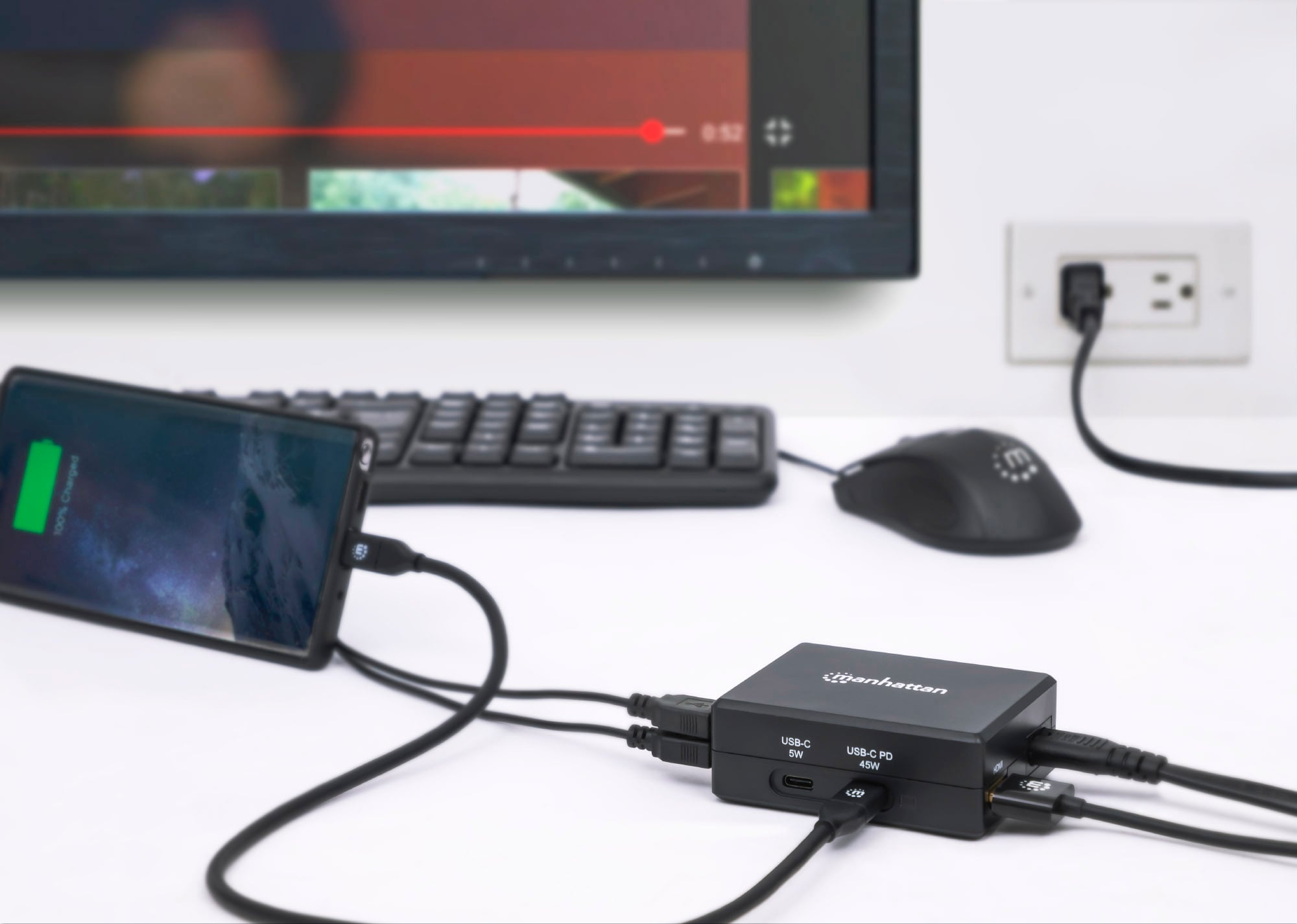 Hub USB-C™ con funzione di ricarica Power Delivery 45W - Manhattan IADAP USB31-DOCK5