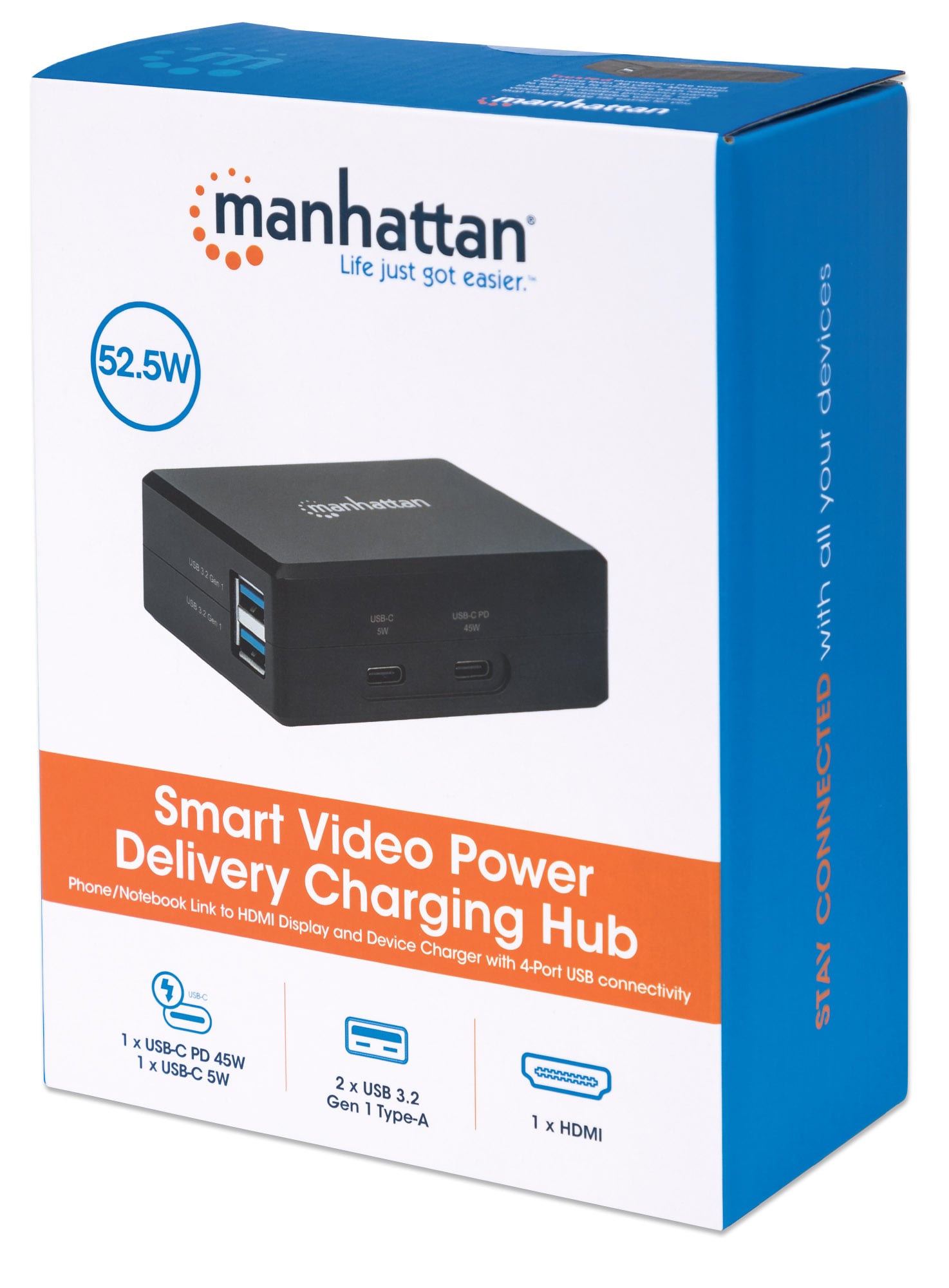 Hub USB-C™ con funzione di ricarica Power Delivery 45W - Manhattan IADAP USB31-DOCK5