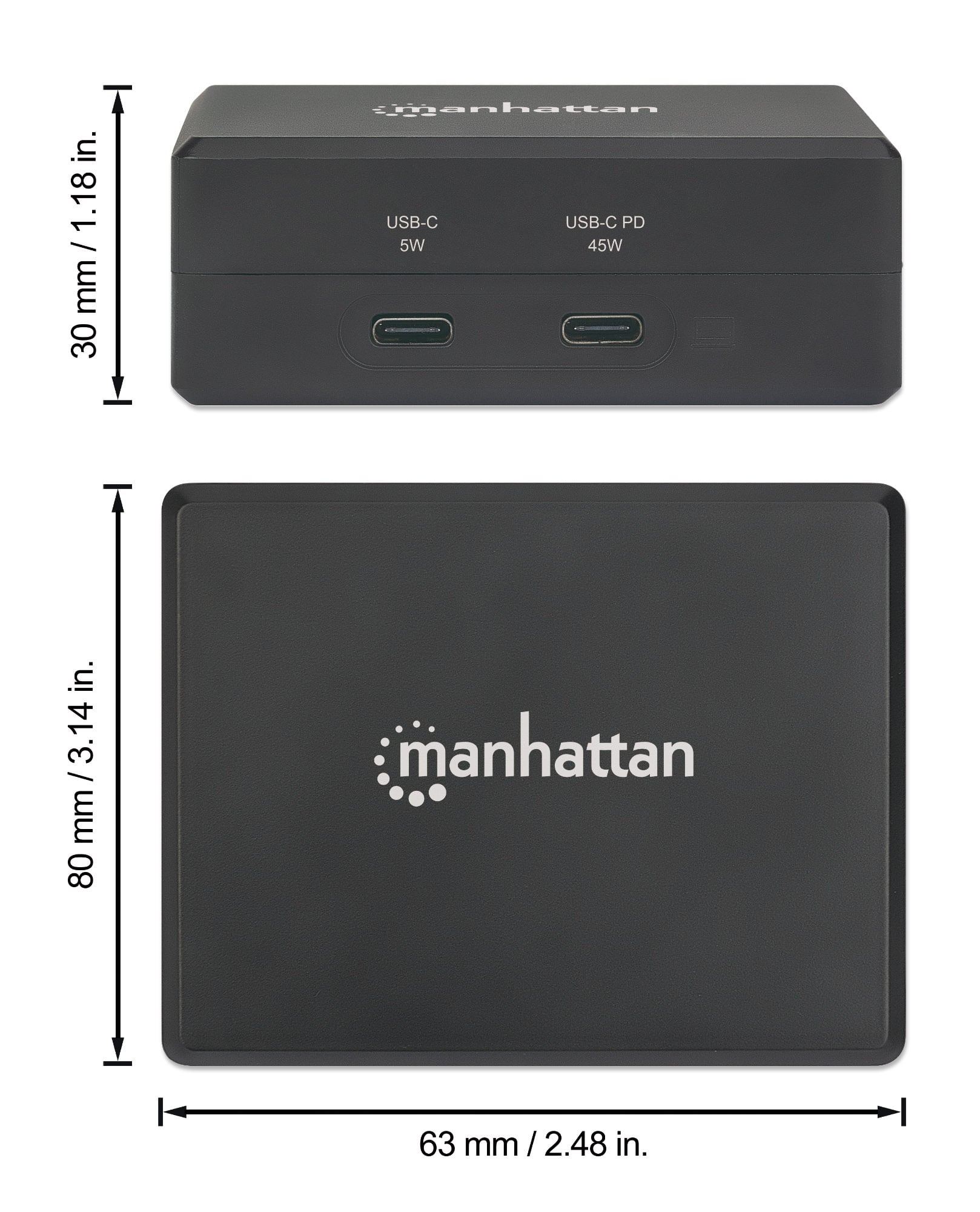 Hub USB-C™ con funzione di ricarica Power Delivery 45W - Manhattan IADAP USB31-DOCK5