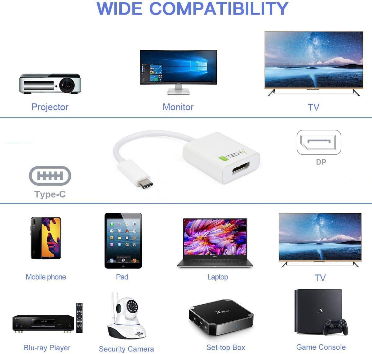 Cavo Convertitore Adattatore da USB-C™ Maschio a Displayport Femmina - Techly IADAP USB31-DP