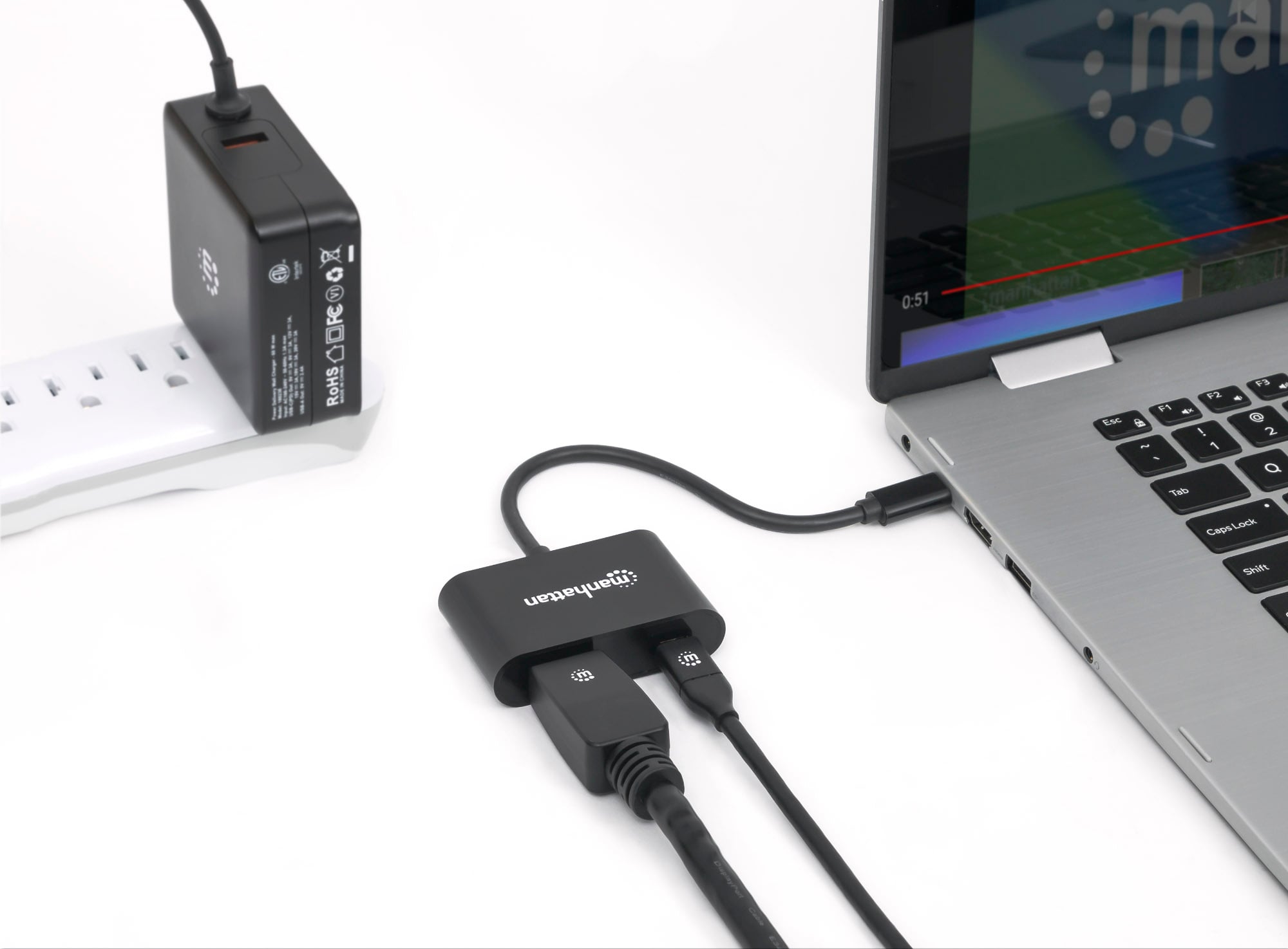 Adattatore Convertitore USB-C™ M a DisplayPort F con Power Delivery - Manhattan IADAP USB31-DP60M