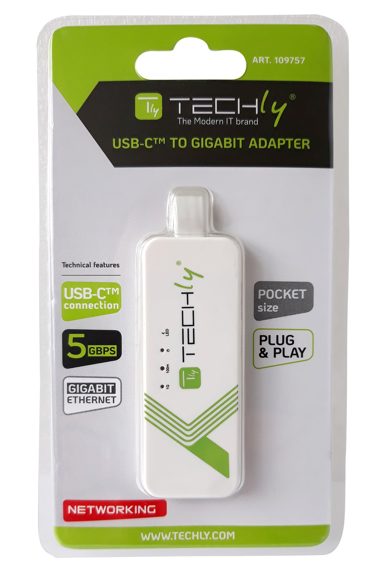 Adattatore Convertitore USB-C™ Ethernet Gigabit RJ45 Lan - Techly IADAP USB31-ETGIGA3