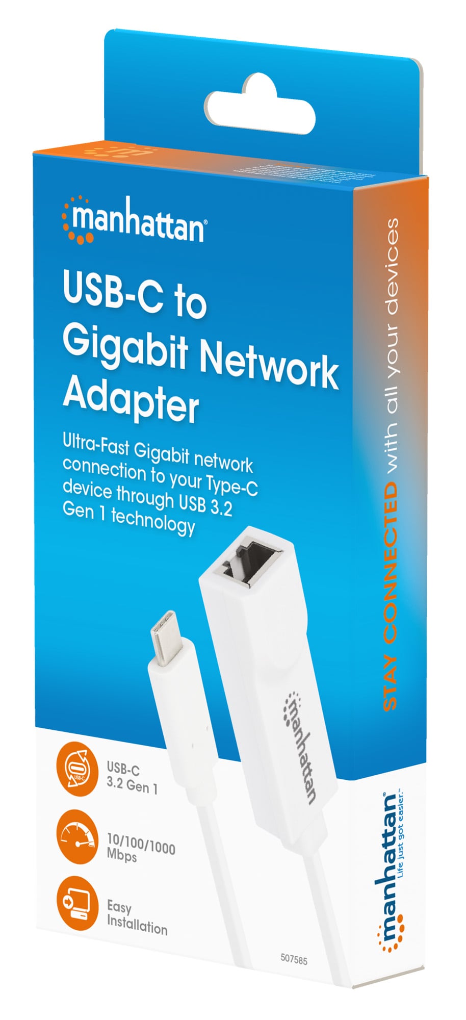 Adattatore Convertitore USB 3.1 Gen 1 da USB-C™ a Rete Gigabit RJ45 - Manhattan IADAP USB31-ETGIGAM
