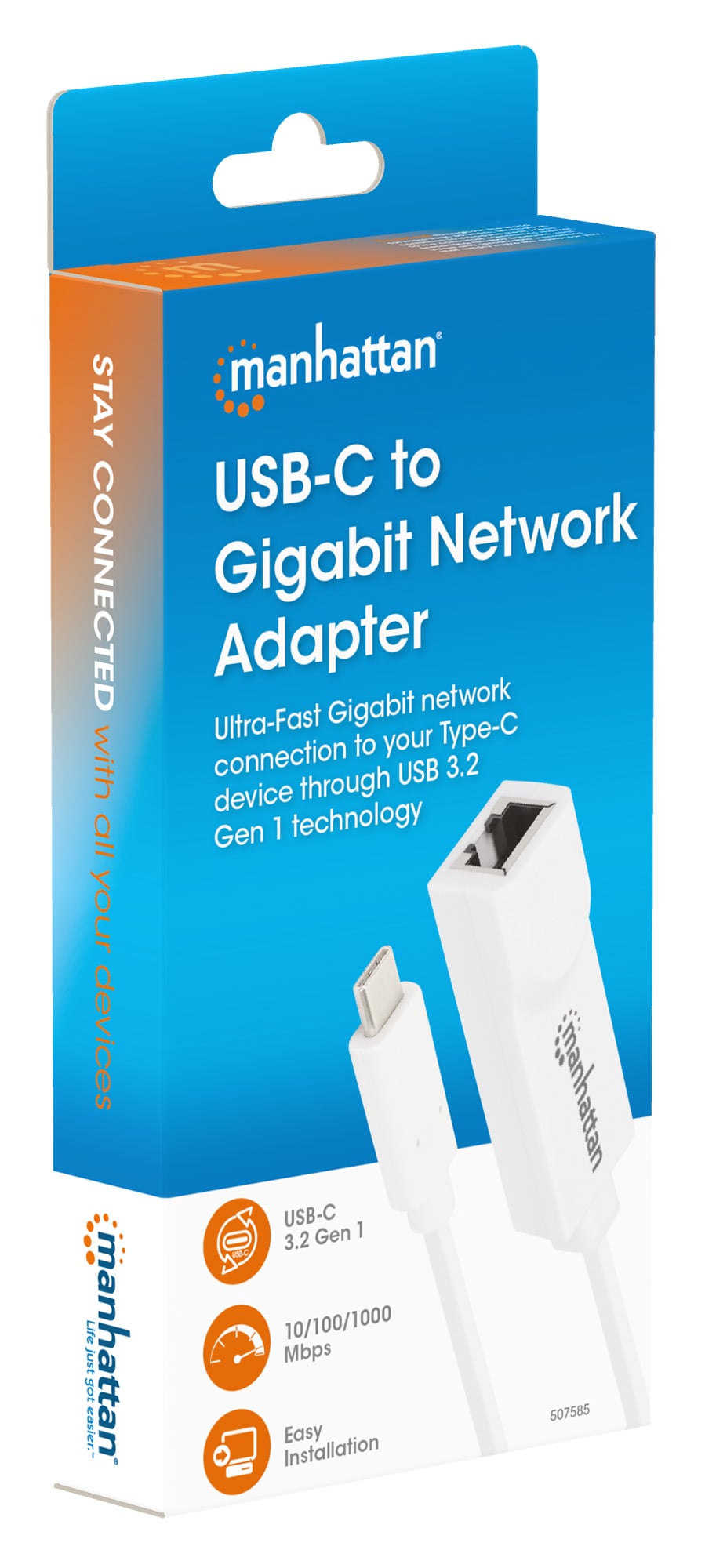 Adattatore Convertitore USB 3.1 Gen 1 da USB-C™ a Rete Gigabit RJ45 - Manhattan IADAP USB31-ETGIGAM