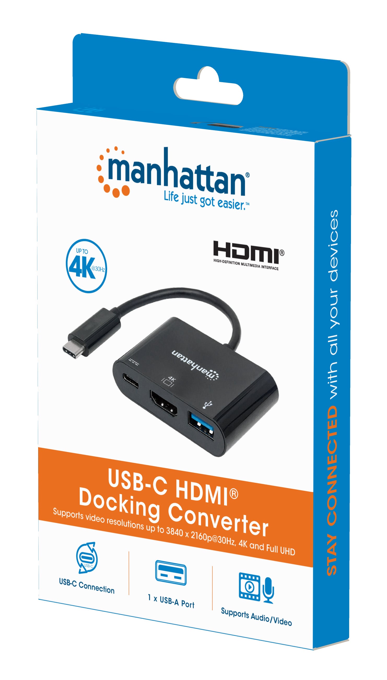 Convertitore USB-C™ a HDMI, USB-A, USB PD - Manhattan IADAP USB31-HDMIP