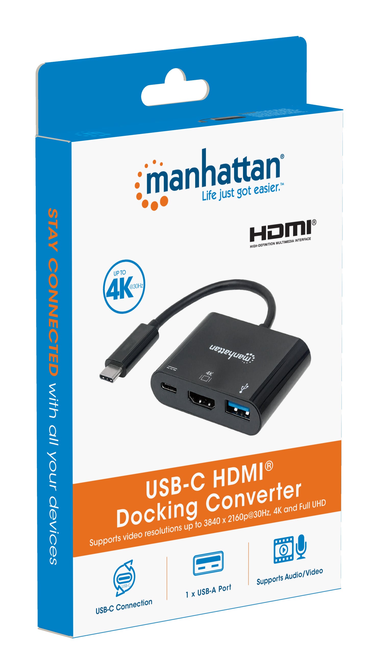 Convertitore USB-C™ a HDMI, USB-A, USB PD - Manhattan IADAP USB31-HDMIP