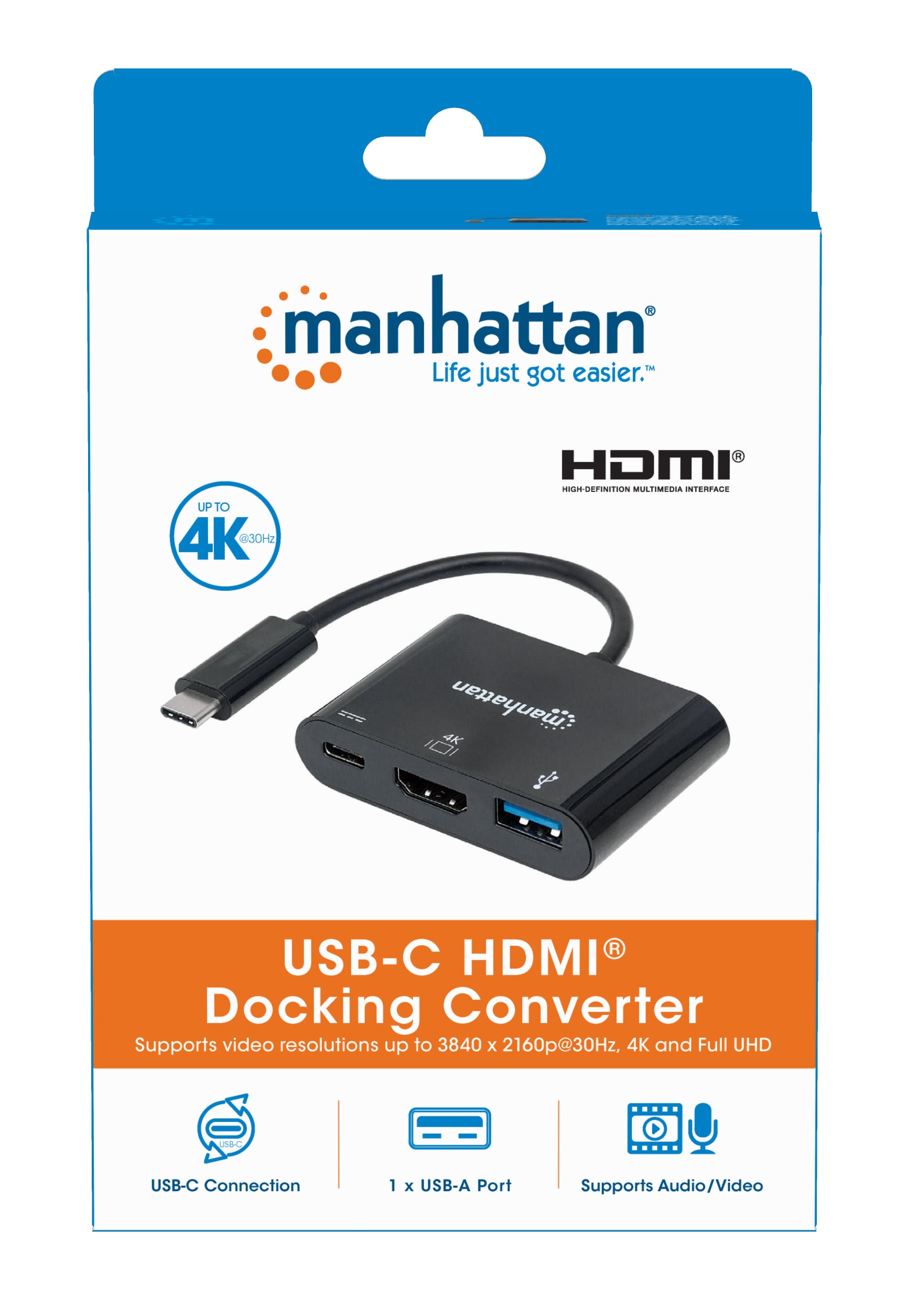 Convertitore USB-C™ a HDMI, USB-A, USB PD - Manhattan IADAP USB31-HDMIP