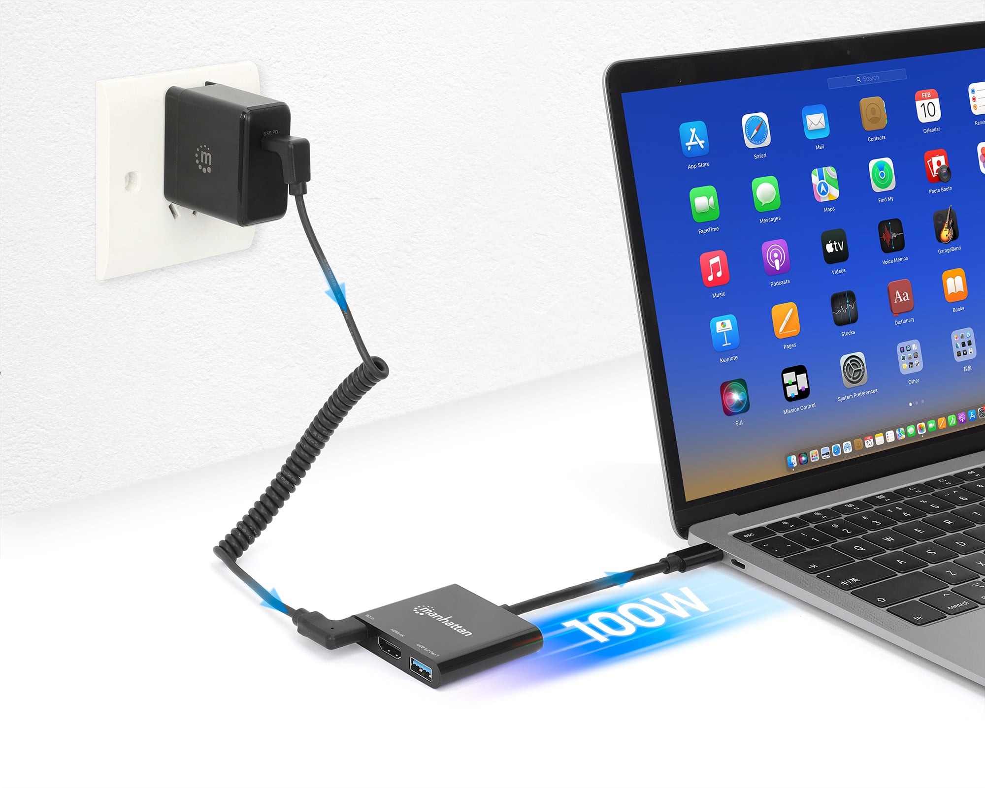 Docking Station USB-C™ a HDMI 3-in-1 con Power Delivery - Manhattan IADAP USB31-HDMIP2