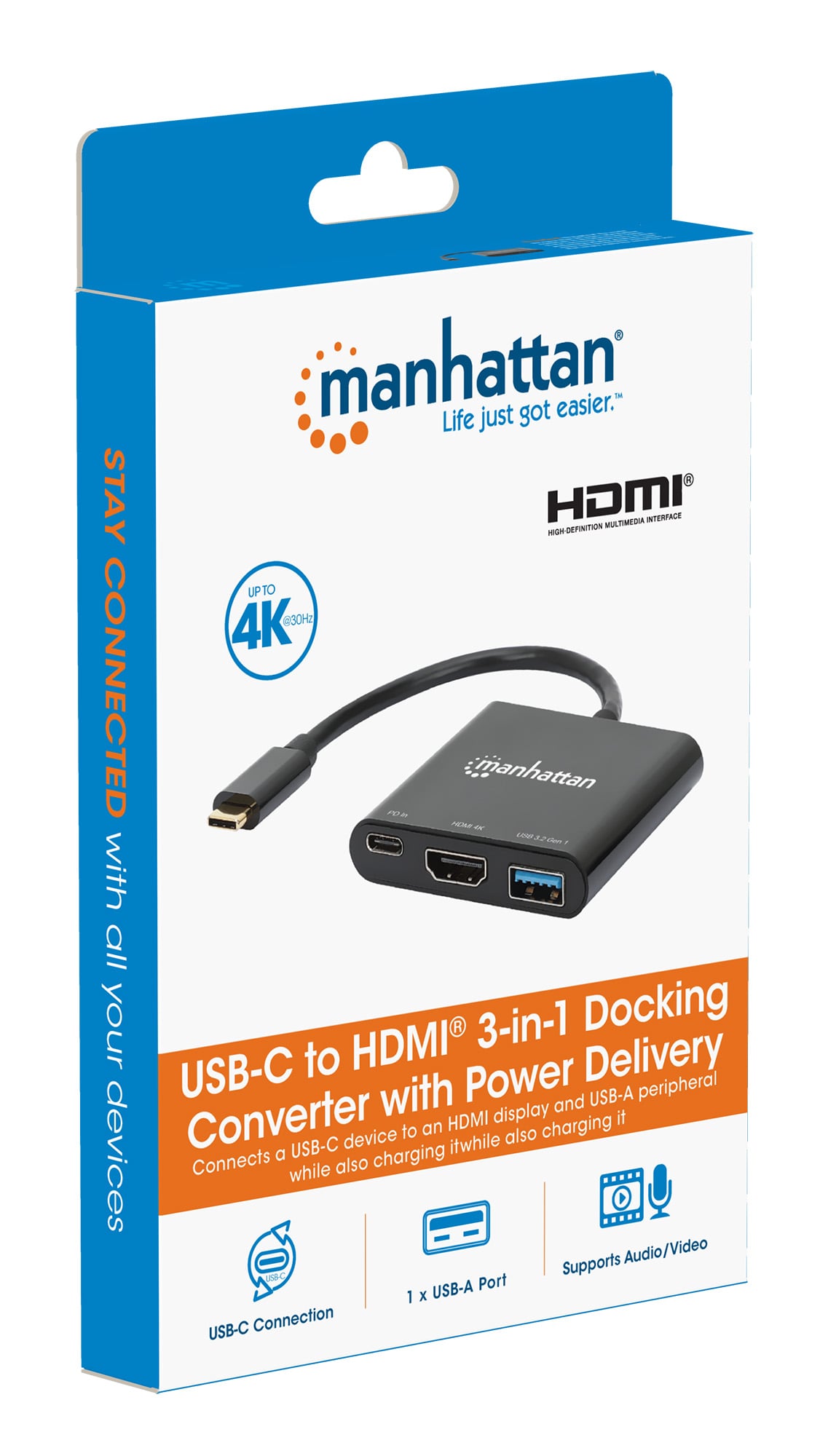 Docking Station USB-C™ a HDMI 3-in-1 con Power Delivery - Manhattan IADAP USB31-HDMIP2