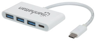 USB 3.2 Gen 1 USB-C Hub with 3 USB-A Ports and PD Power - Manhattan IADAP USB31-HUB31C