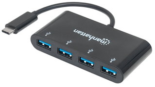 Hub USB-C SuperSpeed 4 USB-A Ports 3.2 Gen 1 Female Black - Manhattan IADAP USB31-HUB4