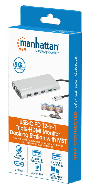 Docking Station USB-C PD 12-in-1 4K HDMI MST - Manhattan IADAP USB31-MULTI5