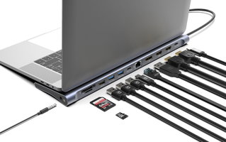 USB-C Docking Station 12-in-1 4K Triple Monitor MST - Manhattan IADAP USB31-MULTI6