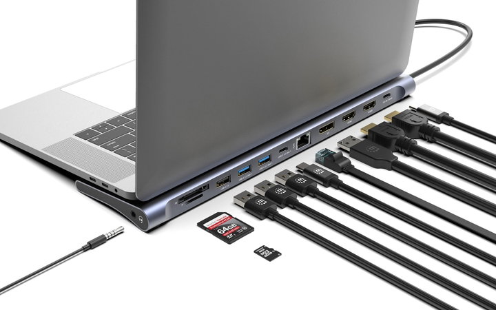 USB-C Docking Station 12-in-1 4K Triple Monitor MST - Manhattan IADAP USB31-MULTI6