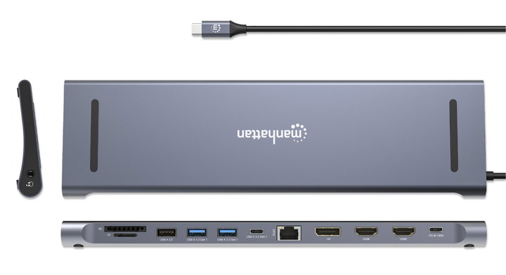 USB-C Docking Station 12-in-1 4K Triple Monitor MST - Manhattan IADAP USB31-MULTI6