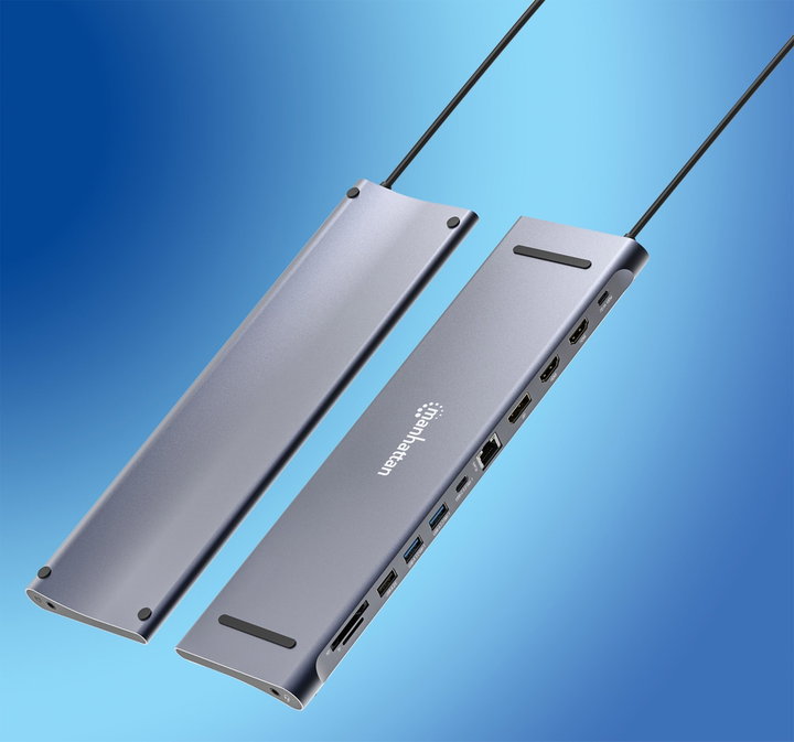 USB-C Docking Station 12-in-1 4K Triple Monitor MST - Manhattan IADAP USB31-MULTI6