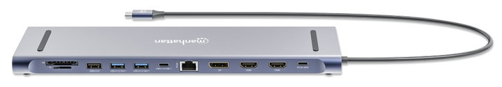 USB-C Docking Station 12-in-1 4K Triple Monitor MST - Manhattan IADAP USB31-MULTI6