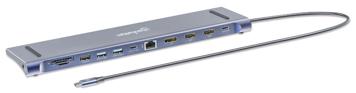 USB-C Docking Station 12-in-1 4K Triple Monitor MST - Manhattan IADAP USB31-MULTI6