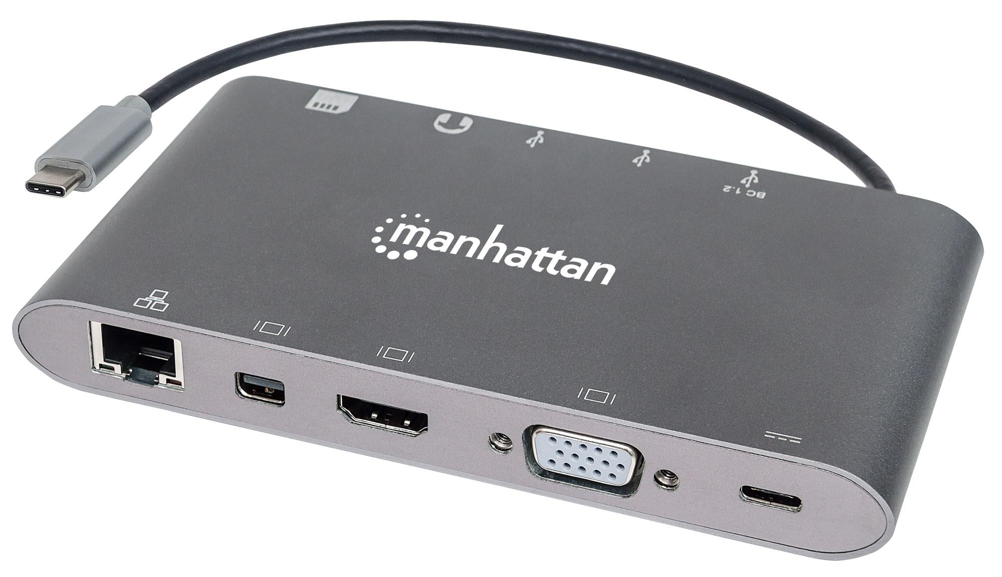 Docking Station USB-C 7 in 1 HDMI Mini DP VGA - Manhattan IADAP USB 31 -MULTIMH