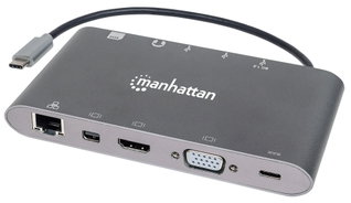 Docking Station USB-C 7 in 1 HDMI Mini DP VGA - Manhattan IADAP USB 31 -MULTIMH