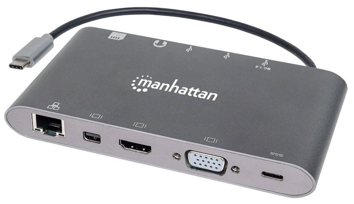 Docking Station USB-C 7 in 1 HDMI Mini DP VGA - Manhattan IADAP USB 31 -MULTIMH