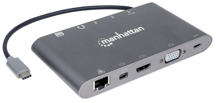 Docking Station USB-C 7 in 1 HDMI Mini DP VGA - Manhattan IADAP USB 31 -MULTIMH