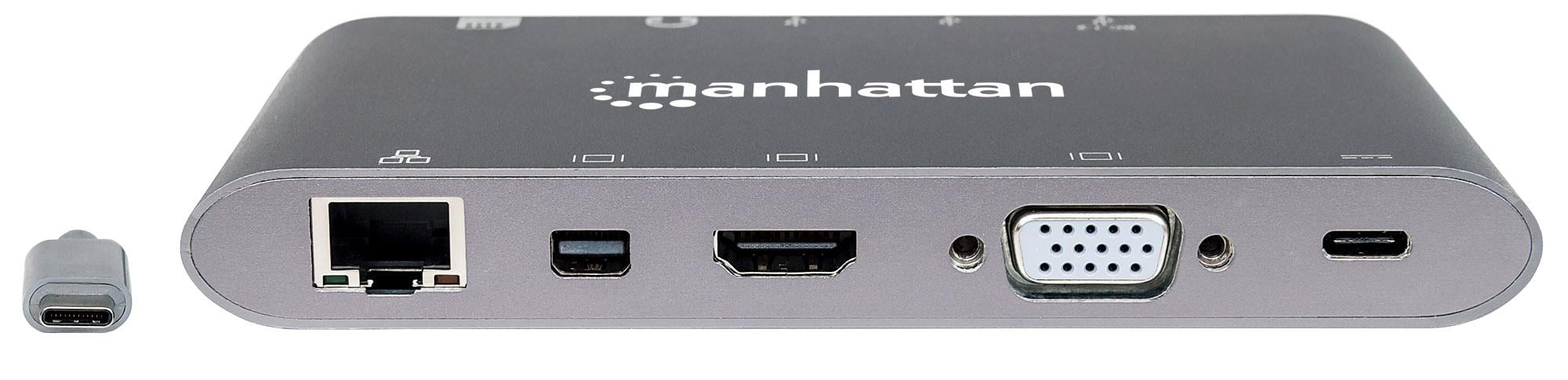 Docking Station USB-C 7 in 1 HDMI Mini DP VGA - Manhattan IADAP USB 31 -MULTIMH