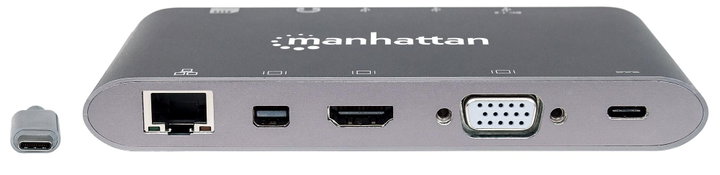 Docking Station USB-C 7 in 1 HDMI Mini DP VGA - Manhattan IADAP USB 31 -MULTIMH