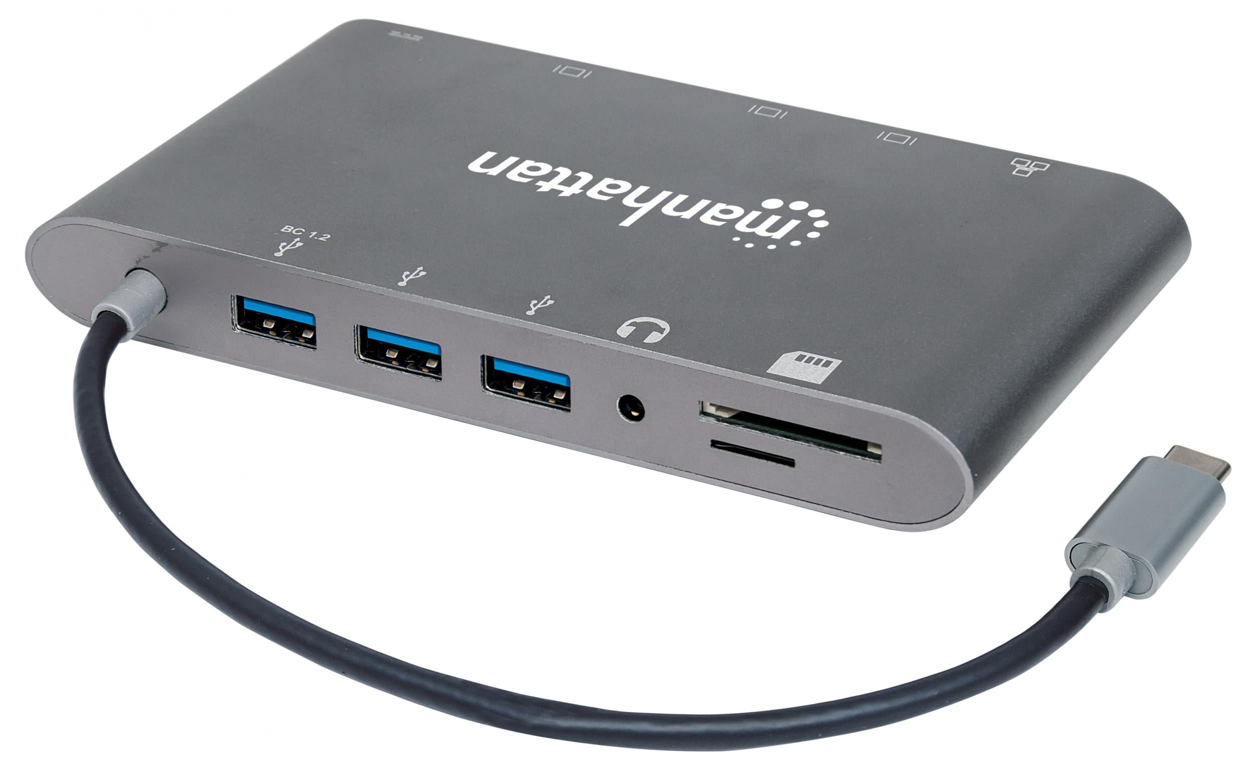 Docking Station USB-C 7 in 1 HDMI Mini DP VGA - Manhattan IADAP USB 31 -MULTIMH