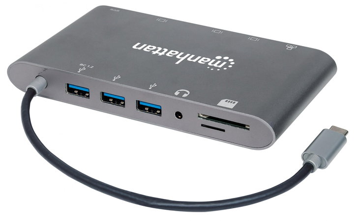Docking Station USB-C 7 in 1 HDMI Mini DP VGA - Manhattan IADAP USB 31 -MULTIMH