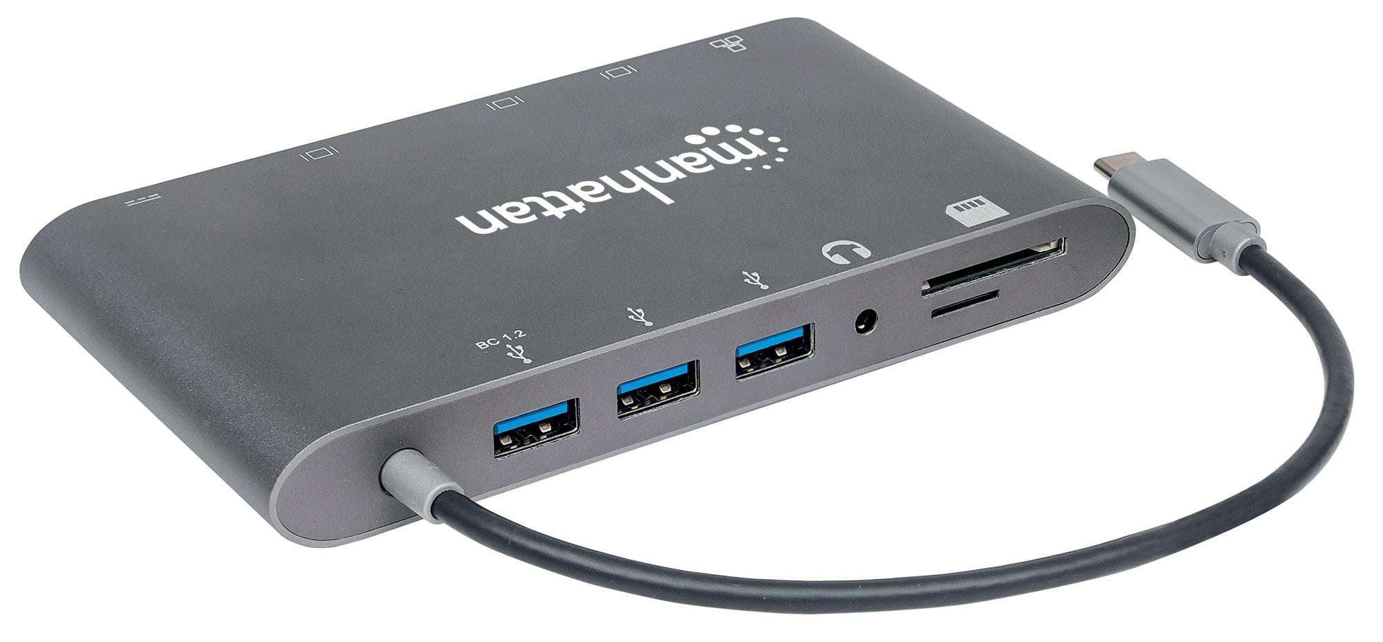Docking Station USB-C 7 in 1 HDMI Mini DP VGA - Manhattan IADAP USB 31 -MULTIMH