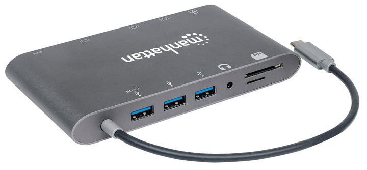 Docking Station USB-C 7 in 1 HDMI Mini DP VGA - Manhattan IADAP USB 31 -MULTIMH