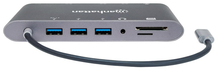 Docking Station USB-C 7 in 1 HDMI Mini DP VGA - Manhattan IADAP USB 31 -MULTIMH