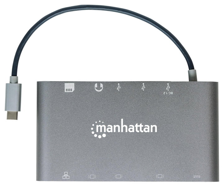 Docking Station USB-C 7 in 1 HDMI Mini DP VGA - Manhattan IADAP USB 31 -MULTIMH