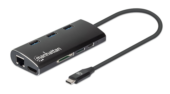 Multiport USB-C Hub HDMI 4K USB 3.2 Gigabit SD - Manhattan IADAP USB31-PD440