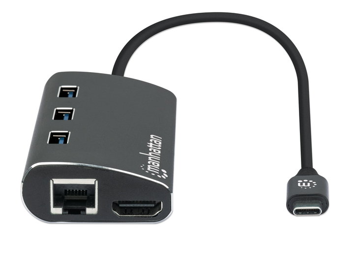 Multiport USB-C Hub HDMI 4K USB 3.2 Gigabit SD - Manhattan IADAP USB31-PD440