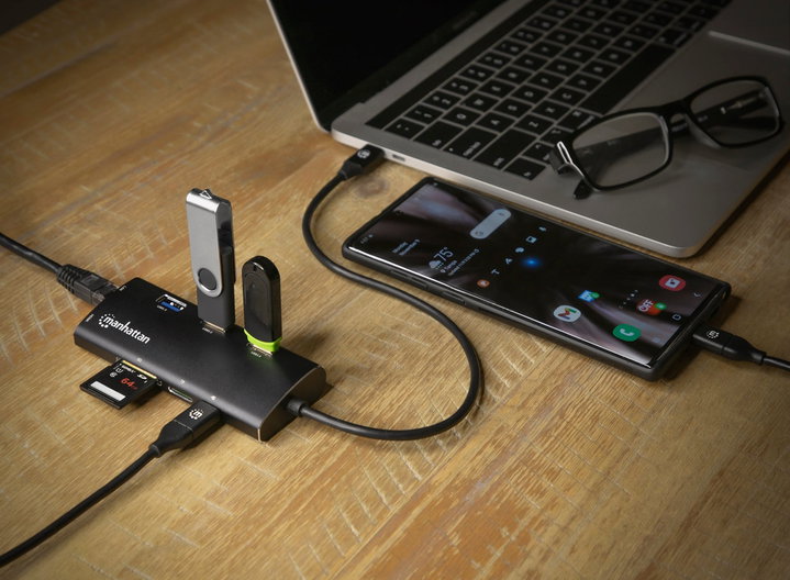 Multiport USB-C Hub HDMI 4K USB 3.2 Gigabit SD - Manhattan IADAP USB31-PD440