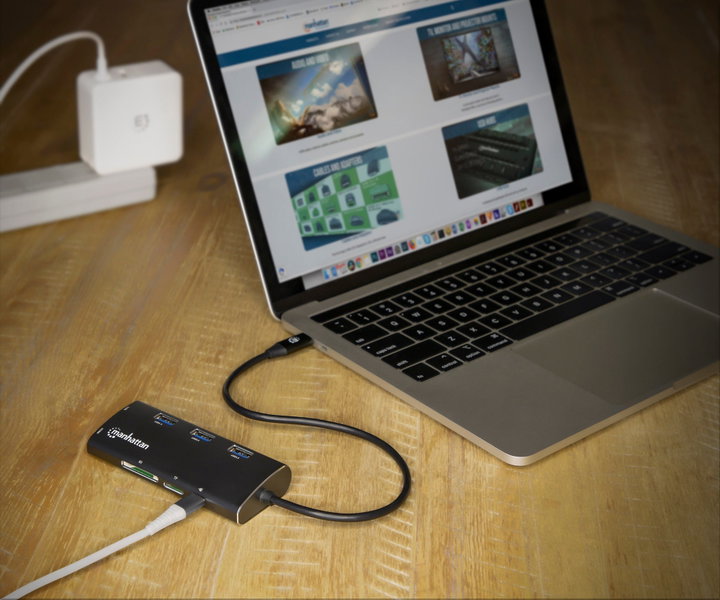Multiport USB-C Hub HDMI 4K USB 3.2 Gigabit SD - Manhattan IADAP USB31-PD440