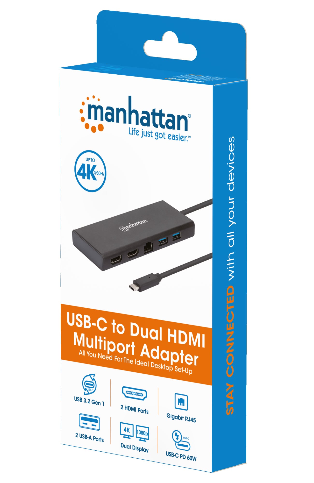 Adattatore USB-C SuperSpeed Multiporta a Doppia Porta HDMI - Manhattan IADAP USB31-PD747