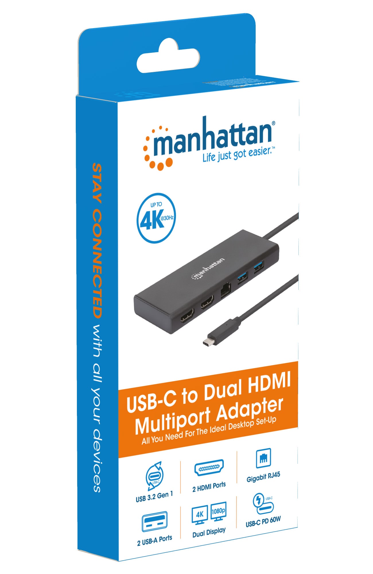 Adattatore USB-C SuperSpeed Multiporta a Doppia Porta HDMI - Manhattan IADAP USB31-PD747