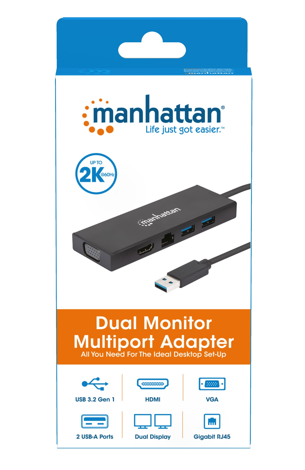SuperSpeed USB Multiport Dual Monitor Adapter - Manhattan IADAP USB 31 -PD 846