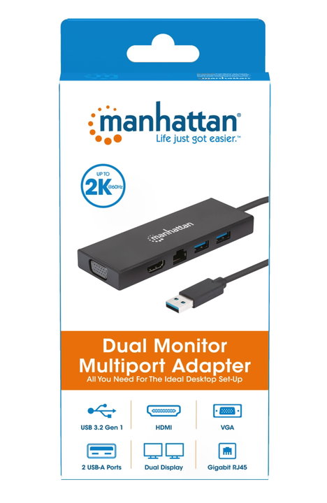 Adattatore SuperSpeed USB Multiporta Doppio Monitor - Manhattan IADAP USB31-PD846