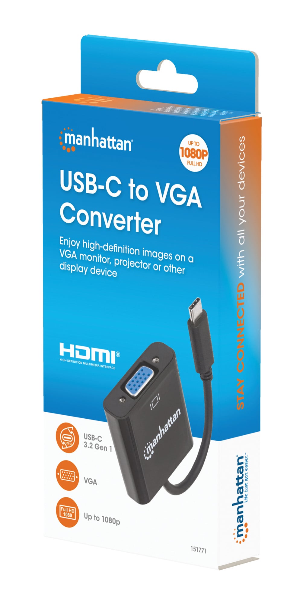 Adattatore Convertitore USB-C™ Maschio a VGA Femmina - Manhattan IADAP USB31-VGAM