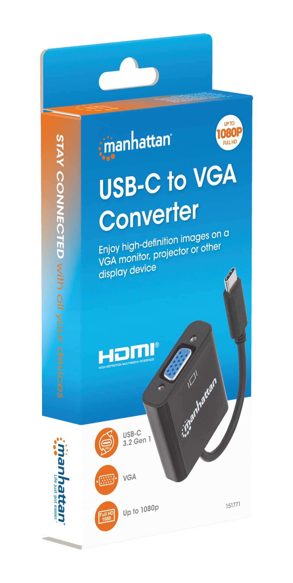 Adattatore Convertitore USB-C™ Maschio a VGA Femmina - Manhattan IADAP USB31-VGAM