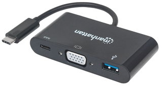 Adattatore Convertitore USB-C a VGA, USB-A, USB PD - Manhattan IADAP USB31-VGAP