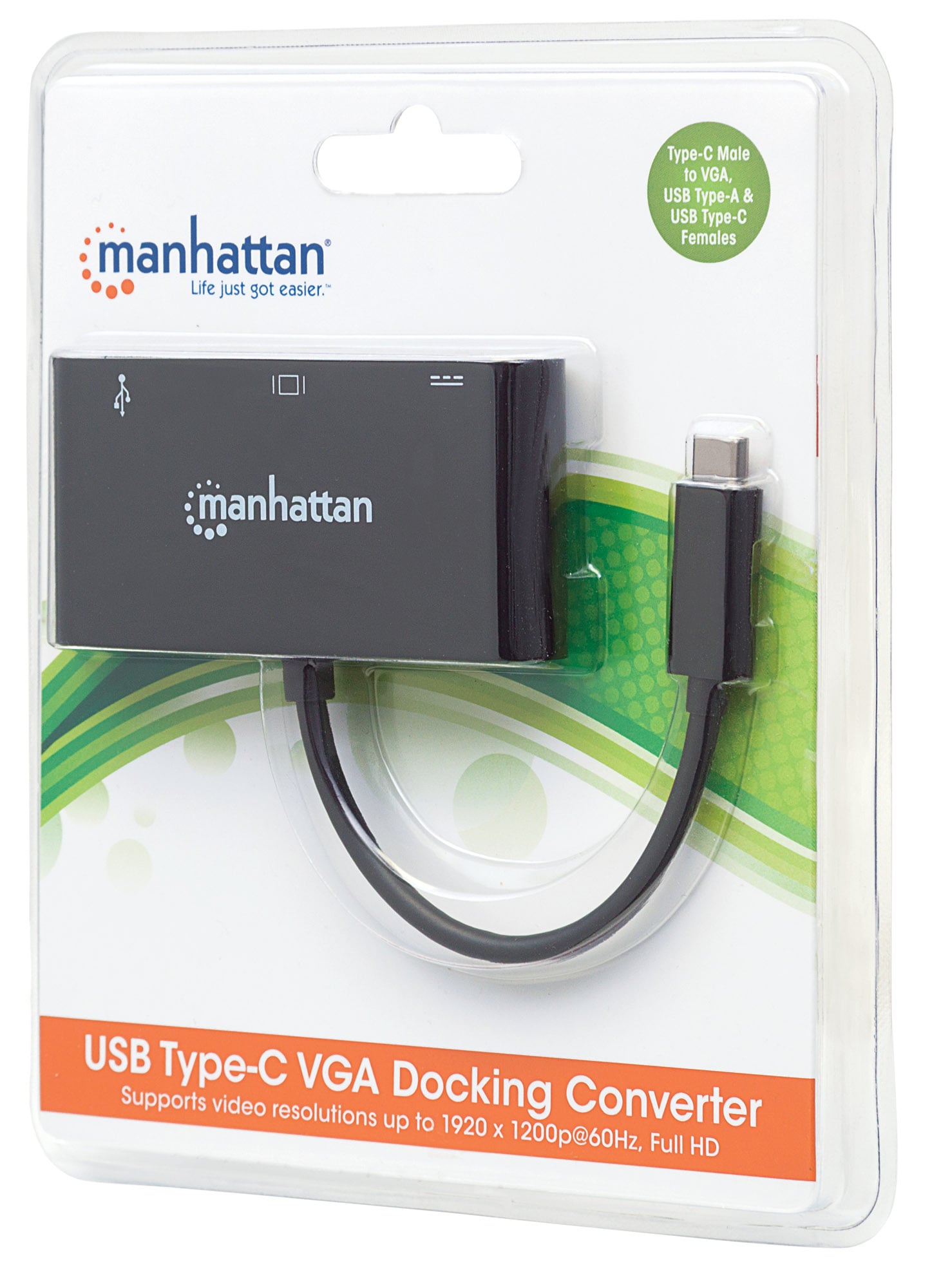 Adattatore Convertitore USB-C™ a VGA, USB-A, USB PD - Manhattan IADAP USB31-VGAP