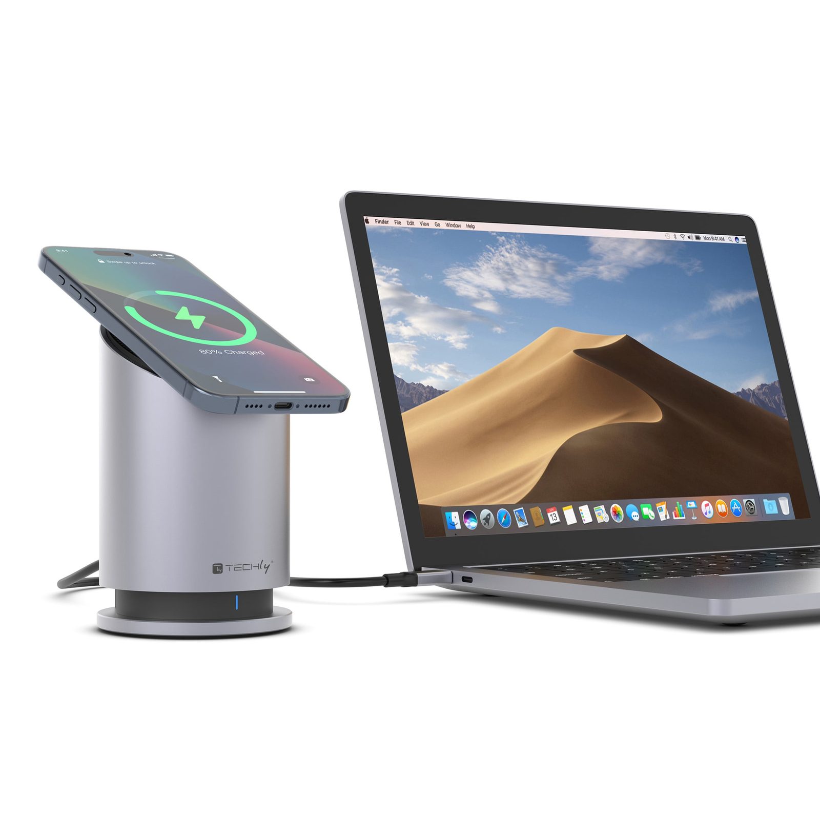 Docking Station USB-C™ 9 in 1 con Funzione di Ricarica Wireless - Techly IADAP USB32-DOCK91WR