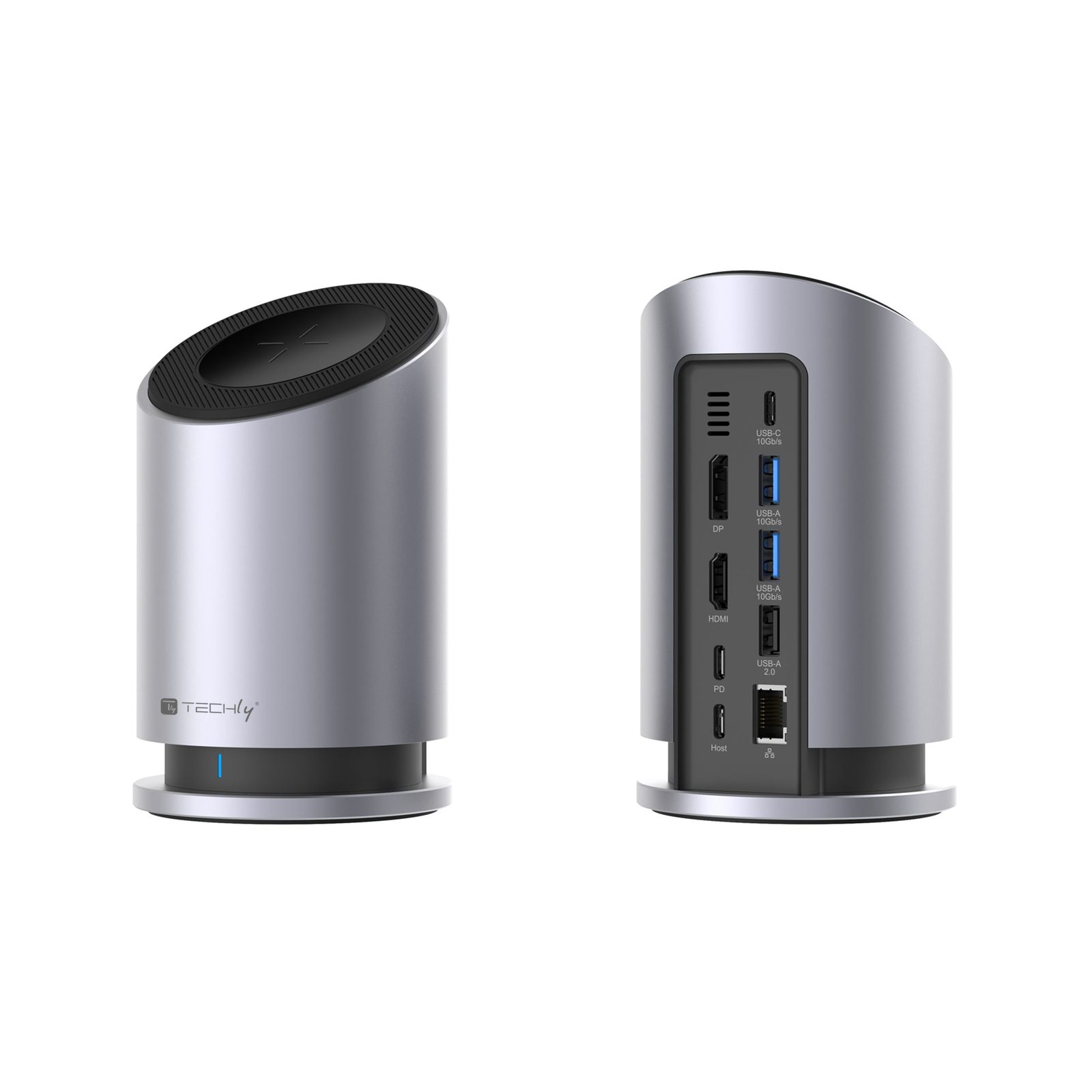 Docking Station USB-C™ 9 in 1 con Funzione di Ricarica Wireless - Techly IADAP USB32-DOCK91WR