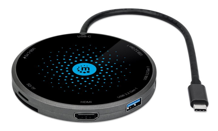 Docking Station USB-C 8-in-1 con Pad di Ricarica Wireless - Manhattan IADAP USB32-DOCKMH