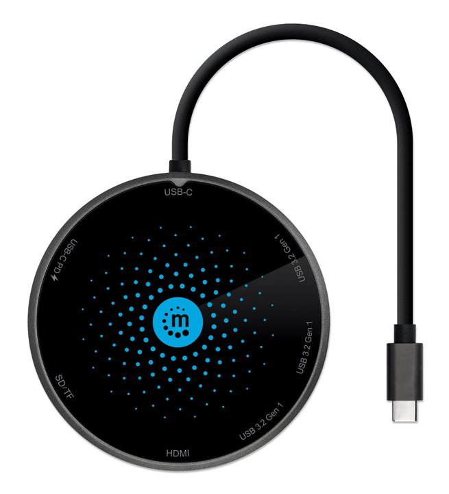 Docking Station USB-C 8-in-1 con Pad di Ricarica Wireless - Manhattan IADAP USB32-DOCKMH